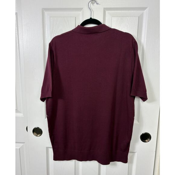 Fred Perry Abstract Argyle Knitted Polo Shirt Men's Size XL Mahogany NWT Cotton - Picture 4 of 7
